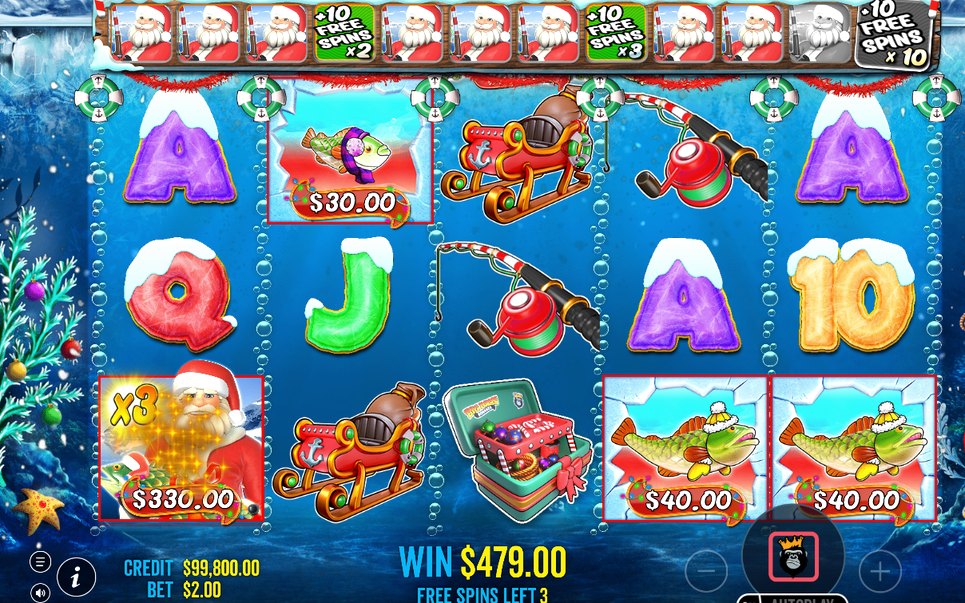 Free-Spins-Ansicht mit Symbolen auf dem Raster